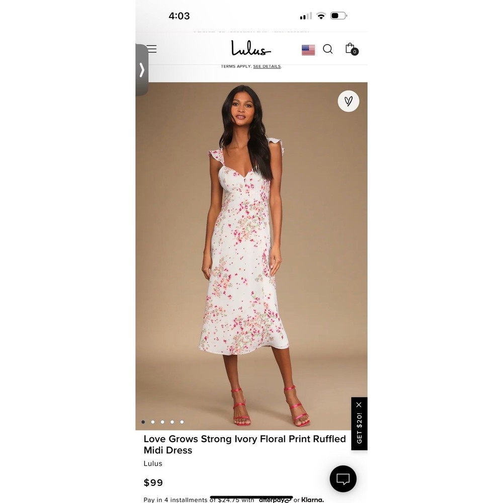 Lulus Love Grows Strong Ivory Floral Print Ruffled Midi Dress
